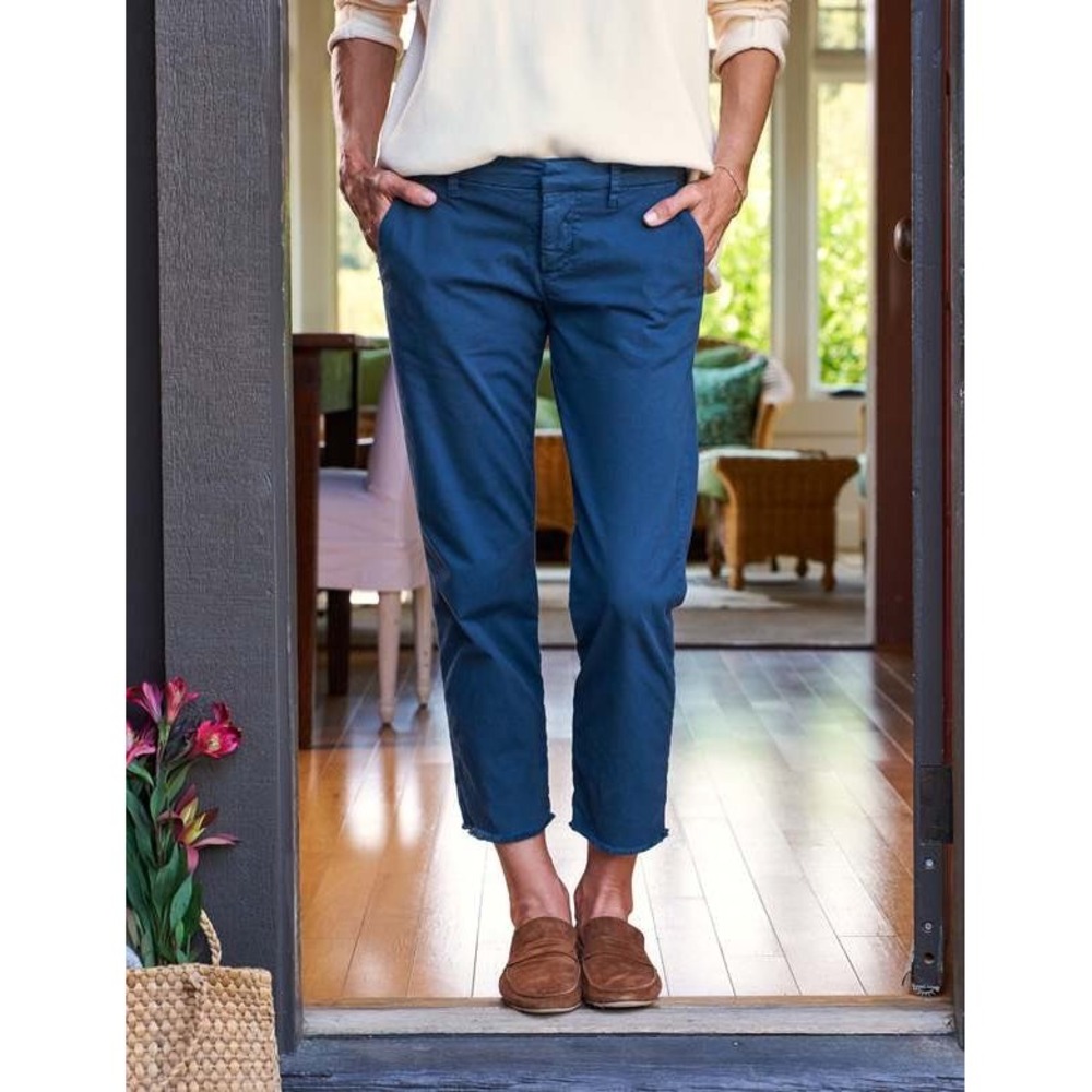 Frank & Eileen Wicklow Italian Chino Pants Navy Blue Size 2 Cropped Raw Hem
